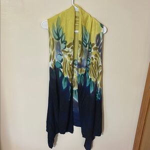 Adore Blue Asymmetrical Sleeveless cardigan wrap OS